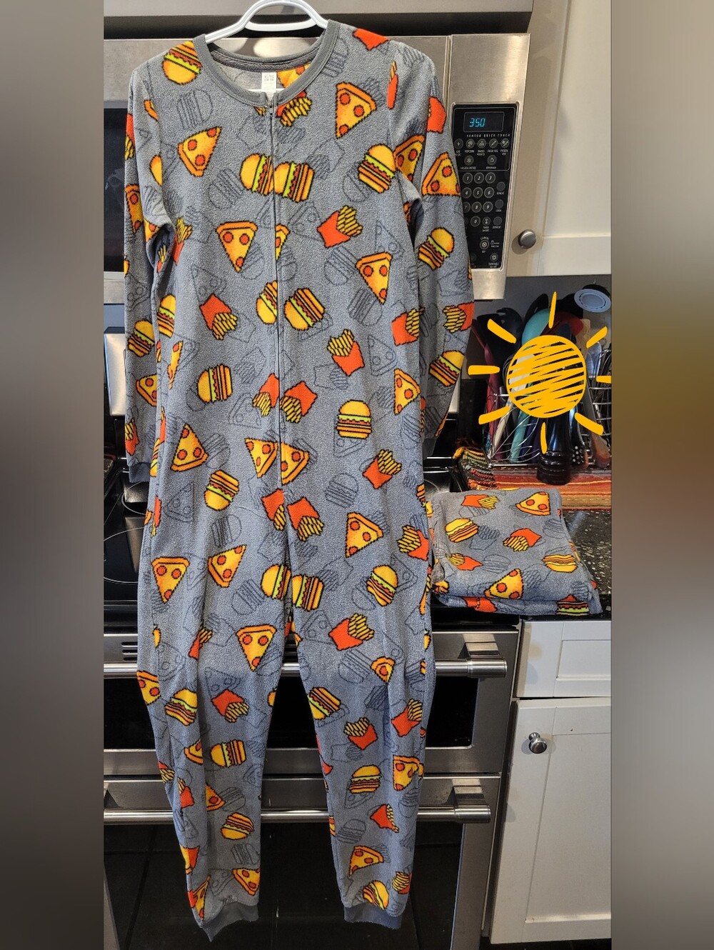 2 Pairs Of George Gray Kids Fast Food Print Pajamas with Yellow & Orange Accents